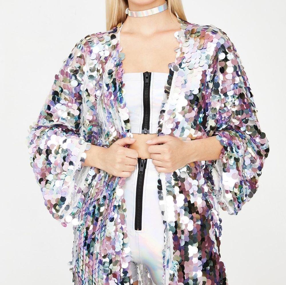 Dolls Kill Club Exx Sequin Goddess Kimono
